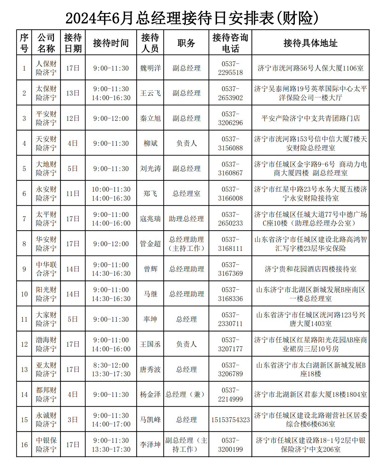 2024年6月总经理接待日安排表_3