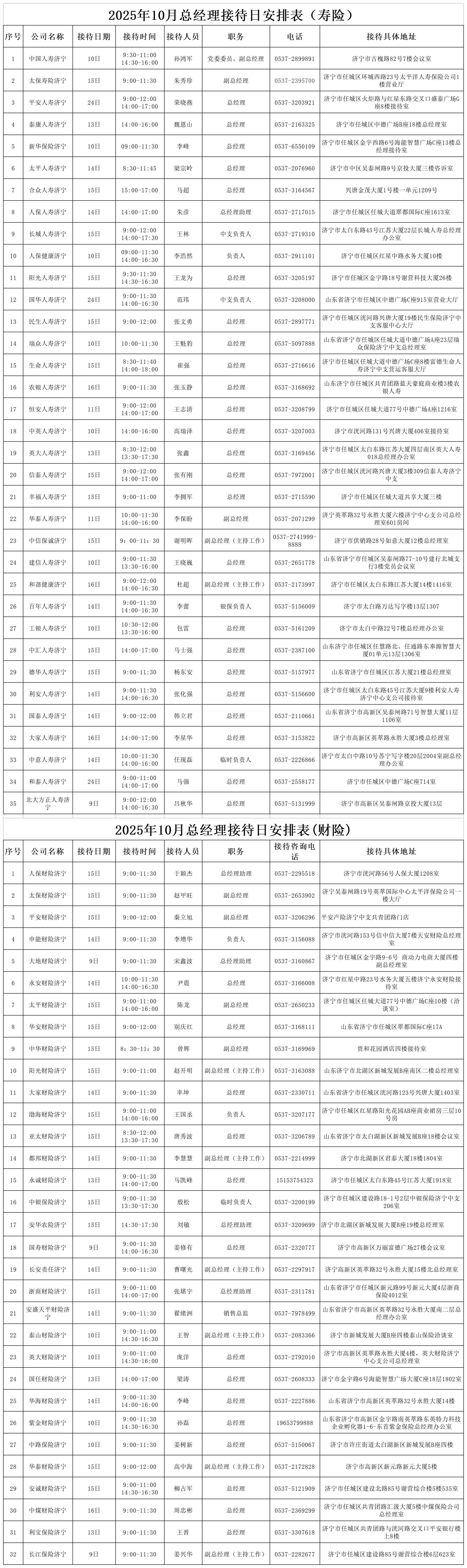 2025年10月总经理接待日安排表_1