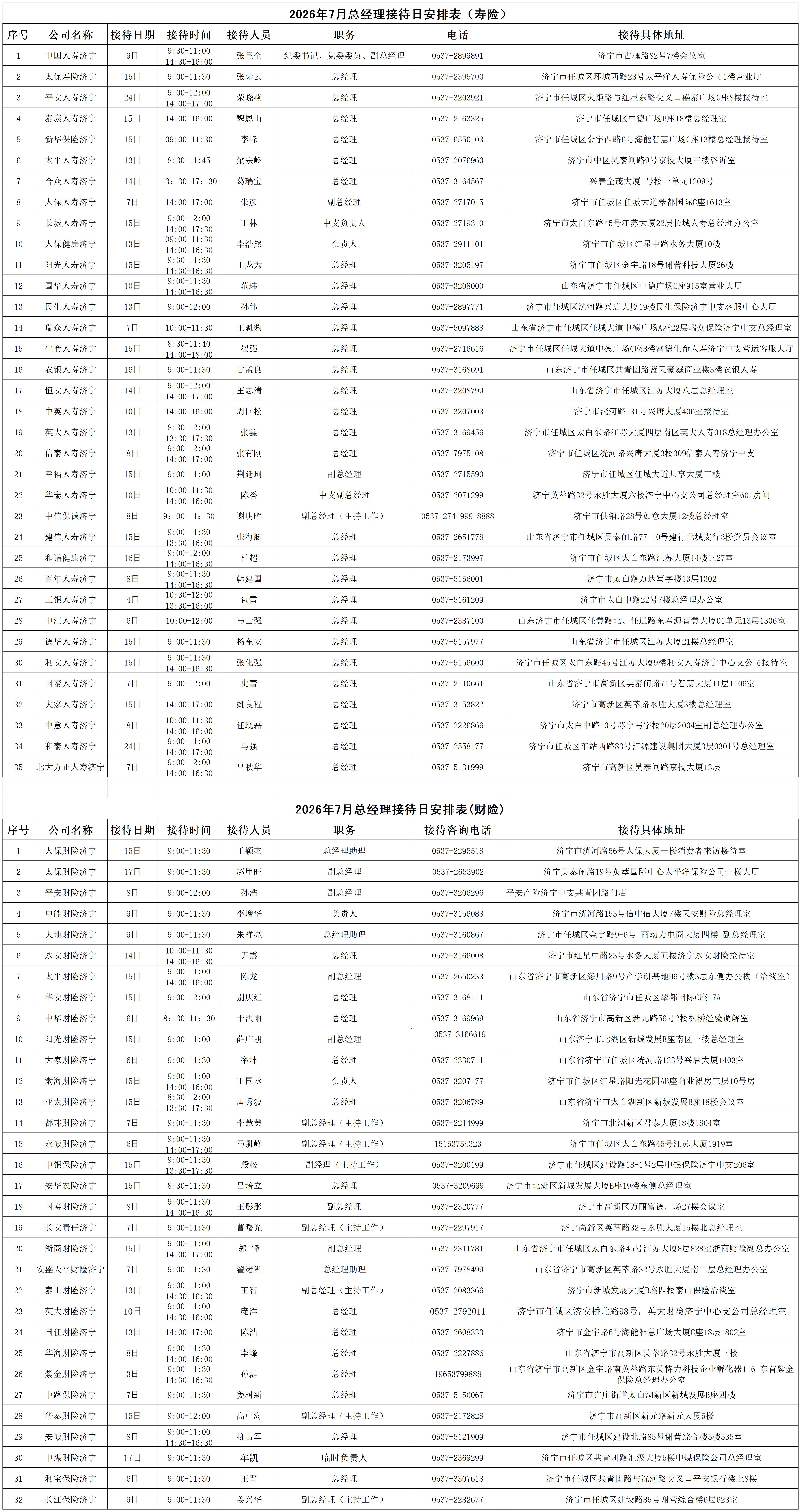 2026年7月总经理接待日安排表_1